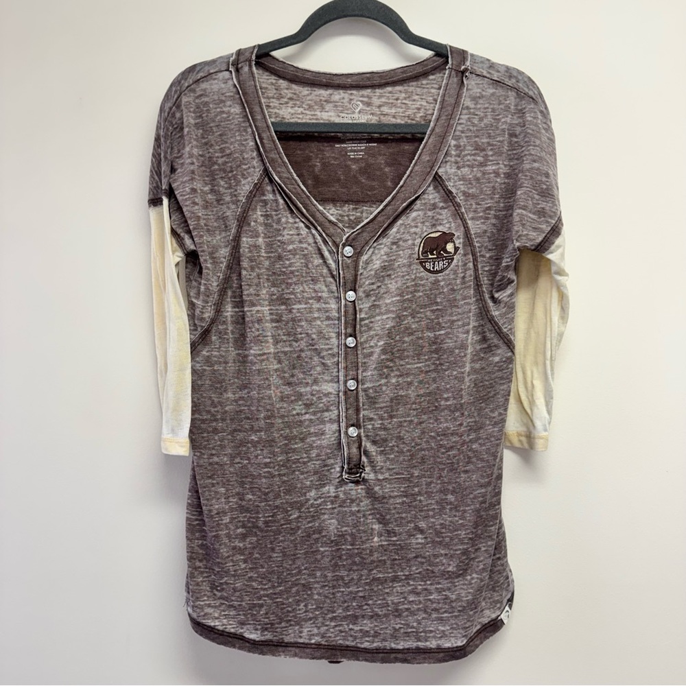 Hershey Bears Graphic 3/4 Tee in Heather Brown with Cream Logo Size S